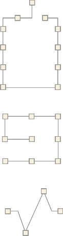 Правильная (а) и неправильная (б) топология сети на основе интерфейса RS-485. Квадратиками обозначены устройства с интерфейсом RS-485.